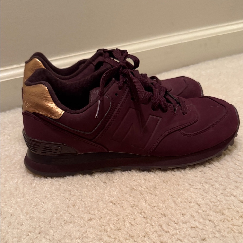 New Balance WL 574 MTB Bronze and Maroon Sneakers - Picture 5 of 9